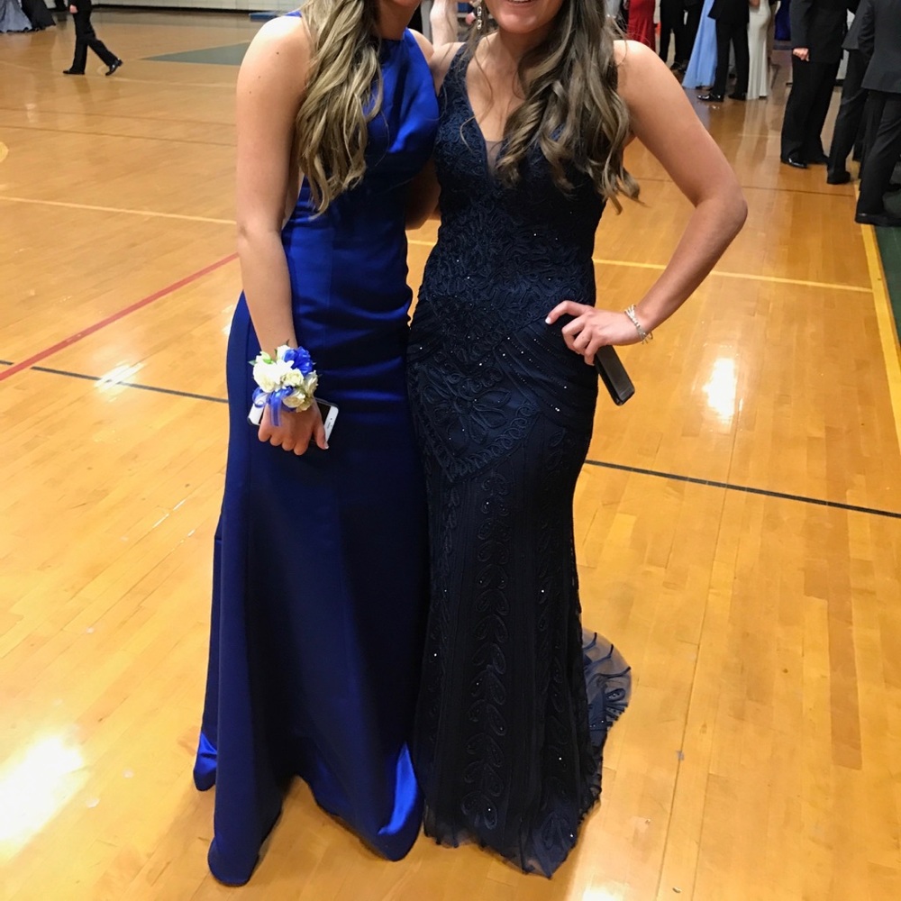 Clarisse Navy intricate detailed prom dress